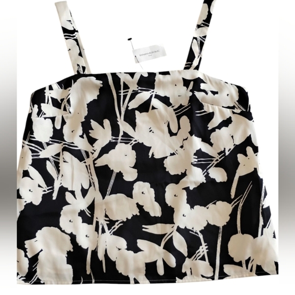 Banana Republic | NWT White Floral Silky Tank Black & White Boxy Camisole Top - Picture 5 of 12